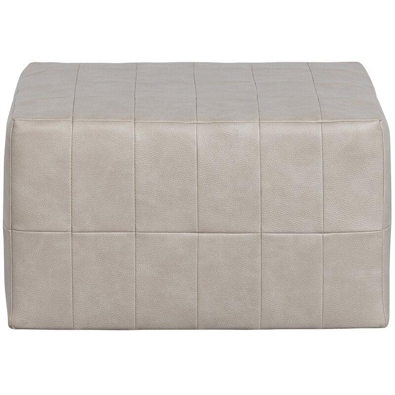 WOOOD-collectie PATCHWORK POEF LEERLOOK NATUREL