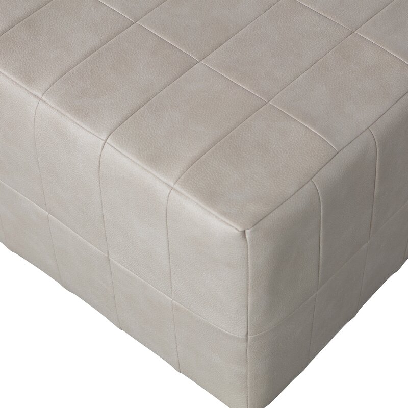 WOOOD-collectie PATCHWORK POEF LEERLOOK NATUREL