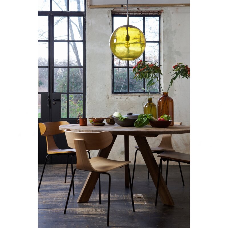 WOOOD-collectie FORM HOUTEN STOEL MET METALEN POOT BRUIN