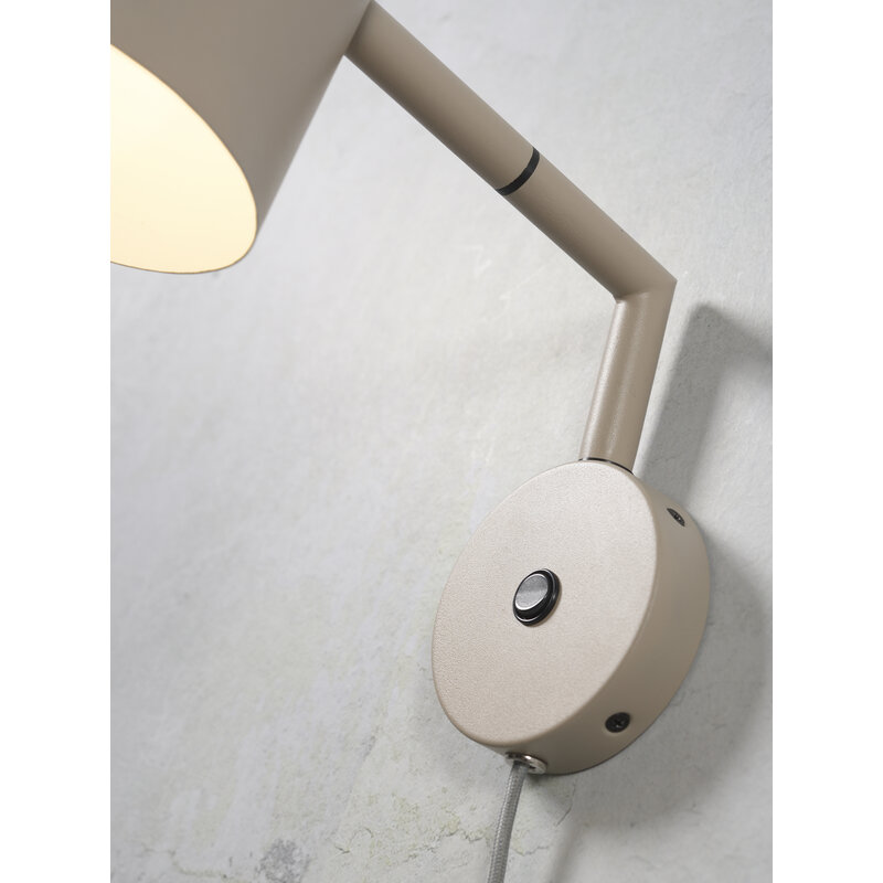 it's about RoMi-collectie Wall lamp iron Marseille h.26 -5cm/shade round h.17x12cm - sand