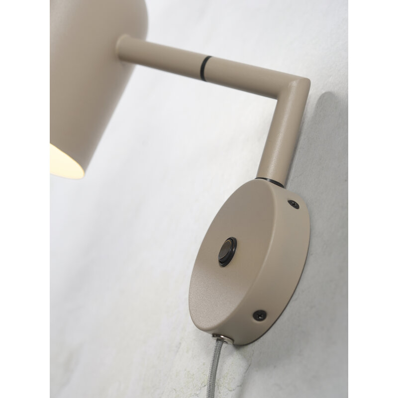 it's about RoMi-collectie Wall lamp iron Marseille h.26 -5cm/shade round h.17x12cm - sand