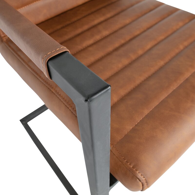 WOOOD-collectie BAS EETKAMERSTOEL PU COGNAC