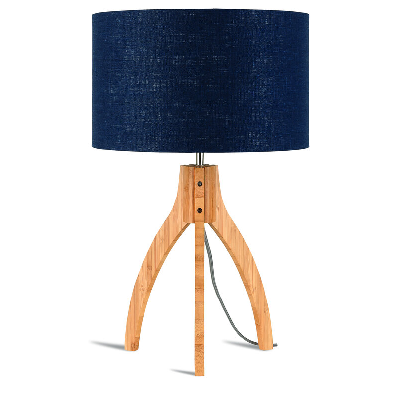 Good&Mojo-collectie Table lamp bamboo 3-legs Annapurna h.54cm/shade 32x20cm - linen blue denim