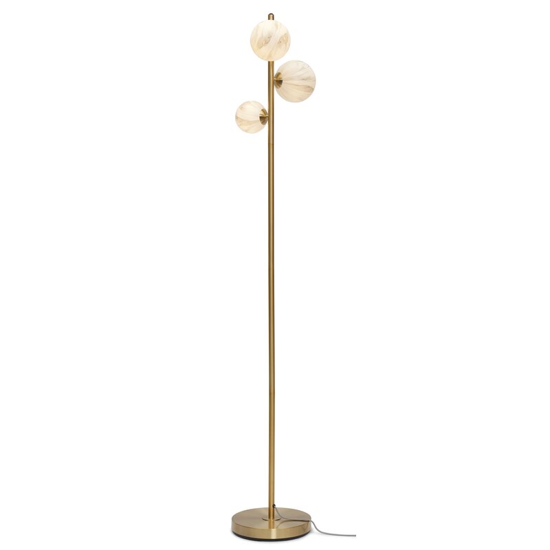 it's about RoMi-collectie Floor lamp glass/iron Carrara 3-globe l.30xh.160cm white marble print/gold