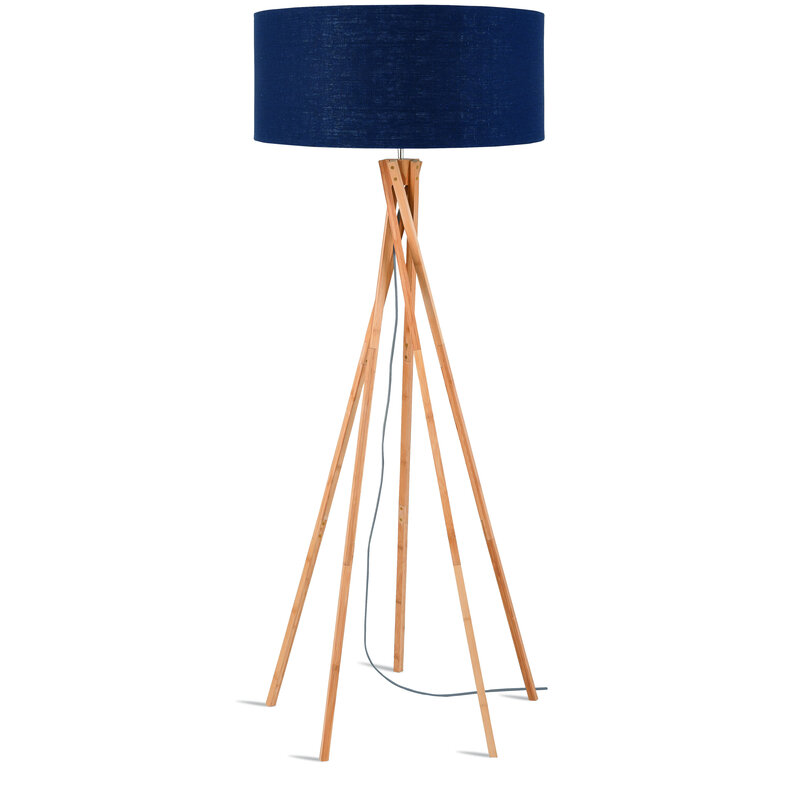 Good&Mojo-collectie Floor lamp bamboo 5-legs Kilimanjaro h.160cm/shade 60x30cm - eco linen blue denim