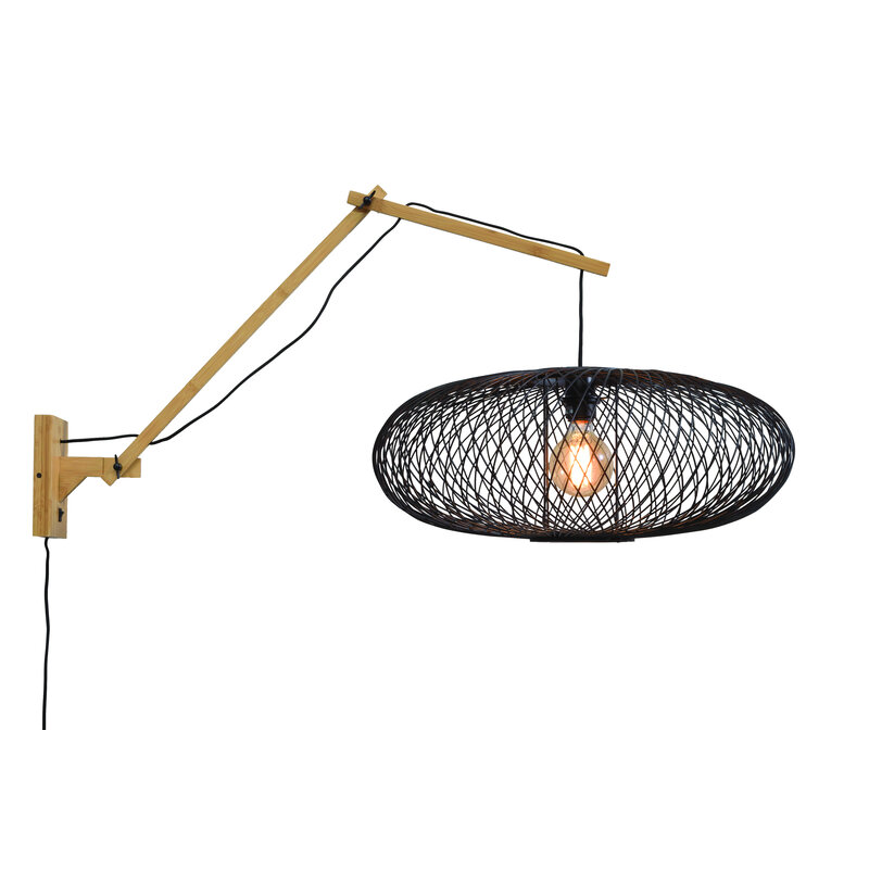 Good&Mojo-collectie Wall lamp Cango natural/shade dia.60x25cm black - L