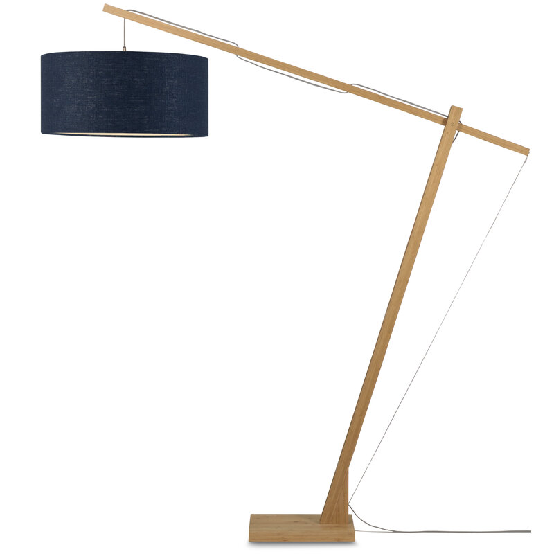 it's about RoMi-collectie Floor lamp Montblanc bamboo h.207/shade 60x30cm eco linen - blue denim