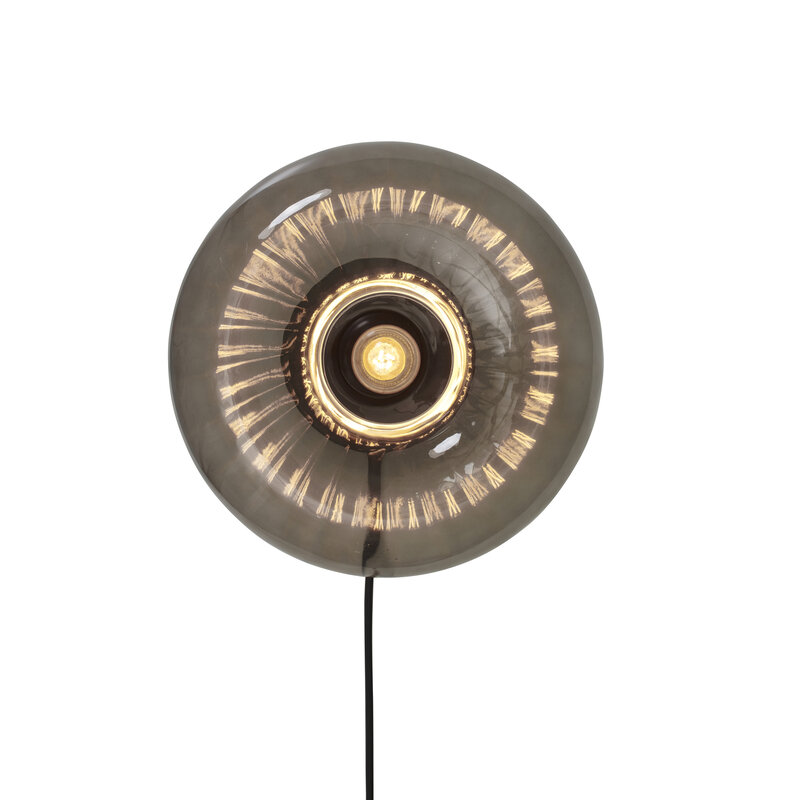 it's about RoMi-collectie Wall lamp glass Brussels round dia.27x14cm - anthracite