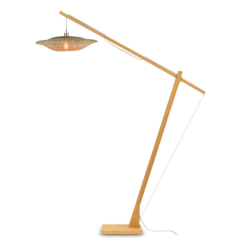 Good&Mojo-collectie Floor lamp Kalimantan bamboo h.207cm/shade horiz.60x15cm nat/bl.