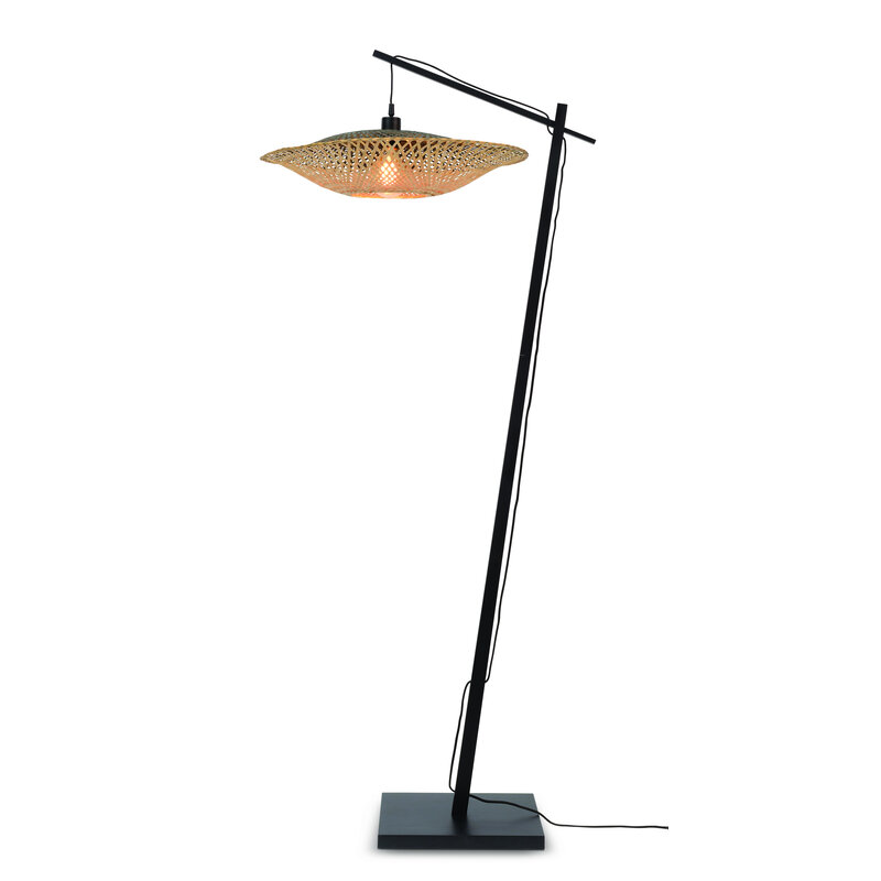 Good&Mojo-collectie Floor lamp Kalimantan bl. h.176cm/shade horiz. 60x15cm nat/bl.