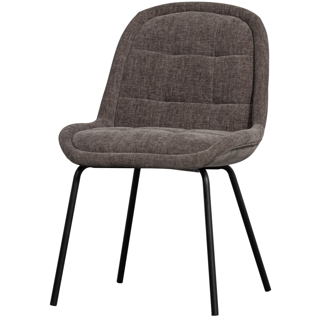 BePureHome-collectie CRATE EETKAMERSTOEL GLANZEND FLUWEEL WARM GRIJS