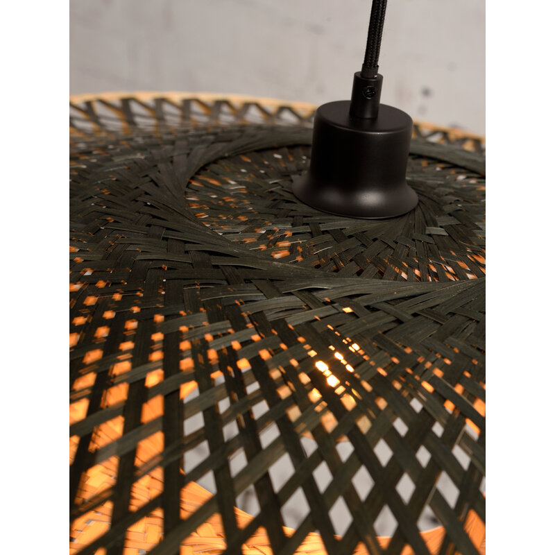 Good&Mojo-collectie Floor lamp Kalimantan bl. h.176cm/shade horiz. 60x15cm nat/bl.