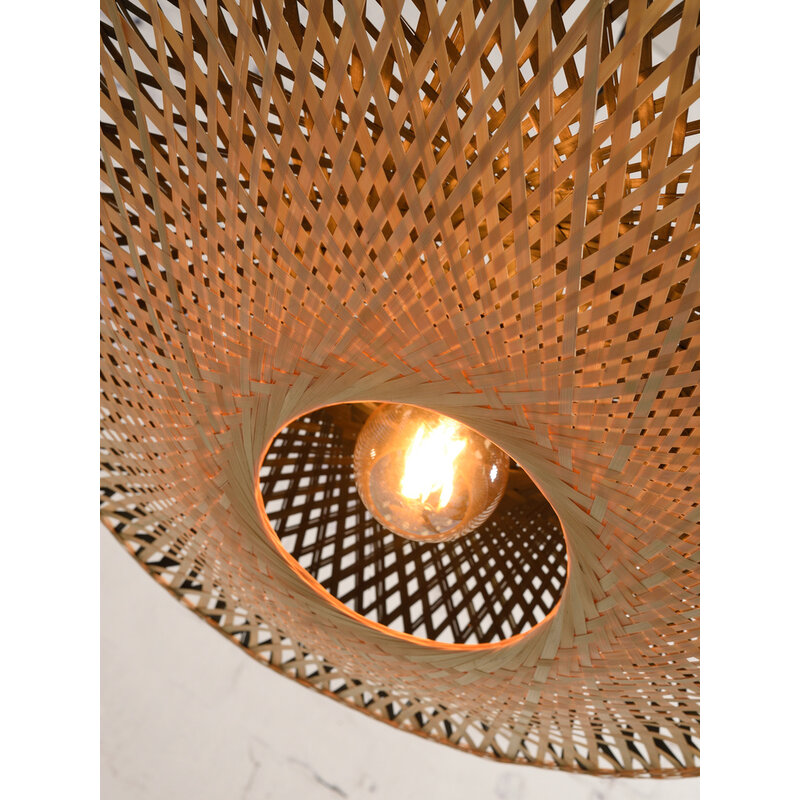 Good&Mojo-collectie Floor lamp Kalimantan bl. h.176cm/shade horiz. 60x15cm nat/bl.