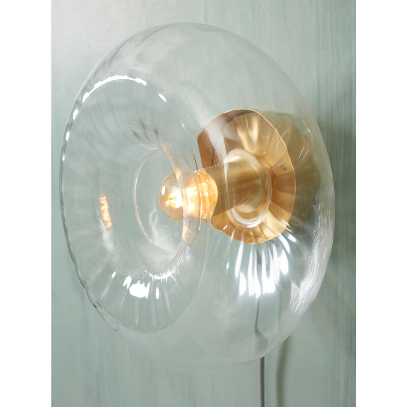 it's about RoMi-collectie Wall lamp glass Brussels round dia.27x14cm - gold/transparent
