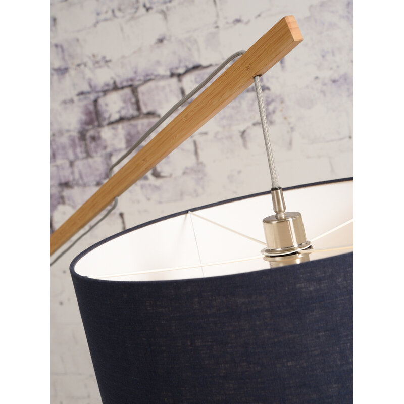 it's about RoMi-collectie Floor lamp Montblanc bamboo h.207/shade 60x30cm eco linen - blue denim