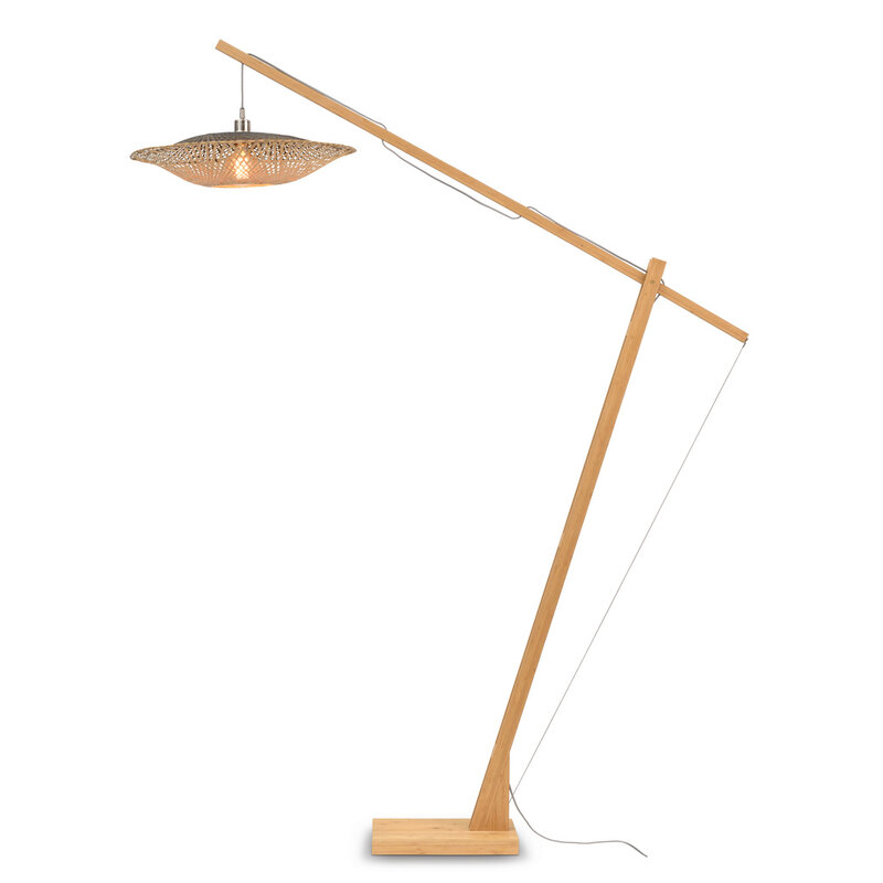 Good&Mojo-collectie Floor lamp Kalimantan bamboo h.207cm/shade horiz.60x15cm nat/bl.
