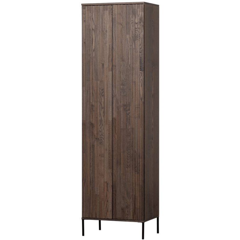 WOOOD-collectie New Gravure Hoge Kast Met Lade Essen Fineer Espresso [Fsc]