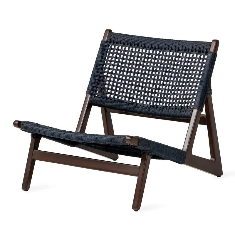 Urban Lifestyle Loungestoel Kuwana Indigo Weave Outdoor Accent Chair - Espresso Wood