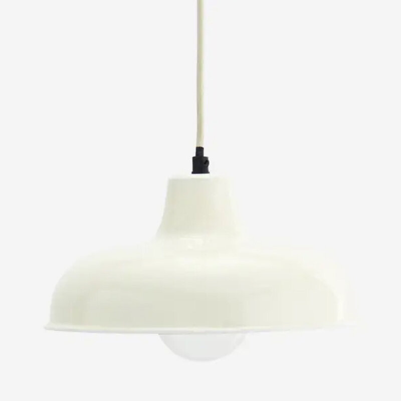 Madam Stoltz-collectie Emaille hanglampje ecru/ goudkleur