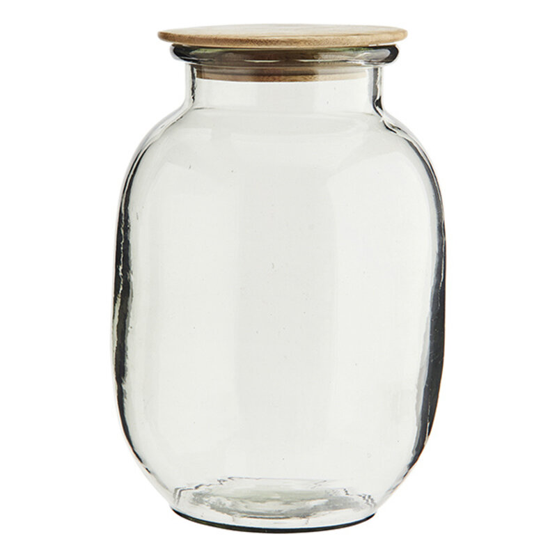 Madam Stoltz-collectie Grote glazen voorraadpot met houten deksel