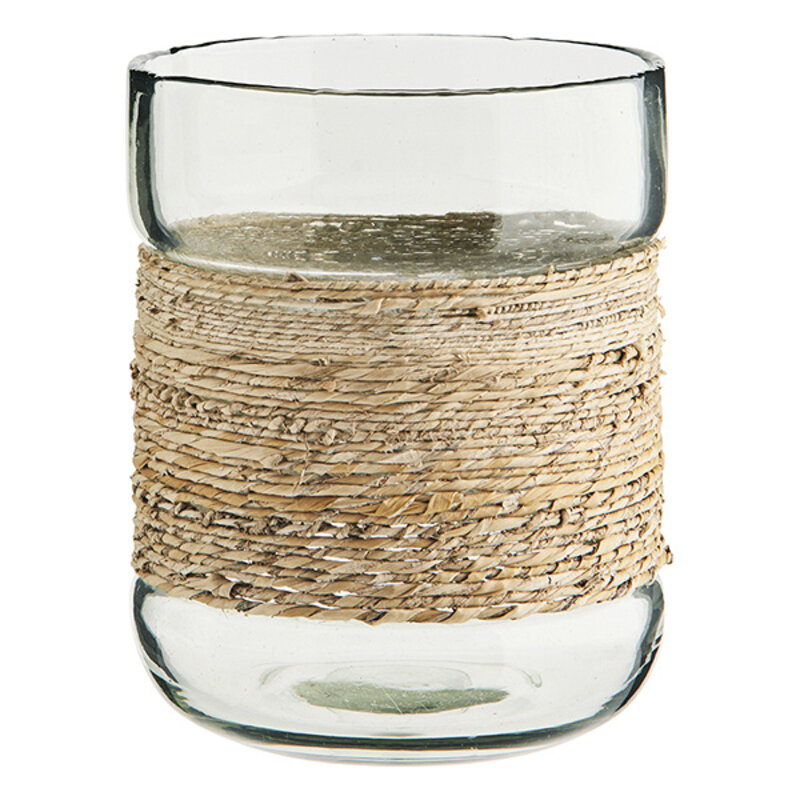 Madam Stoltz-collectie Glazen vaas met touw omwikkeld