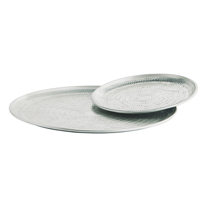 Madam Stoltz-collectie Set 2 gehamerde zilverkleurige schalen