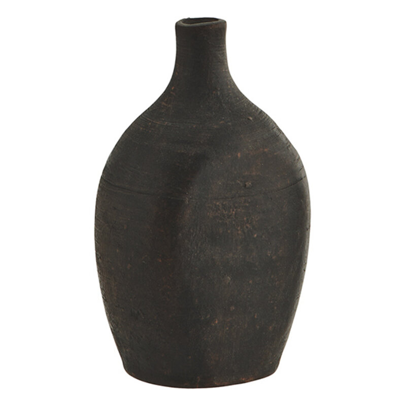 Madam Stoltz-collectie Zwart vaasje 15cm hoog in antiek look