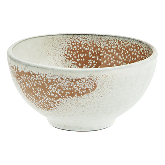 Madam Stoltz Small stoneware bowl White orange