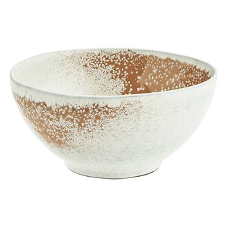 Madam Stoltz Stoneware bowl Off white orange