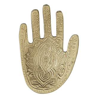 Madam Stoltz Aluminum hamsa tray Ant.brass