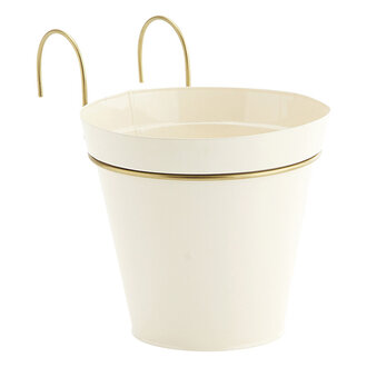 Madam Stoltz Hanging iron planter Cream ant.brass