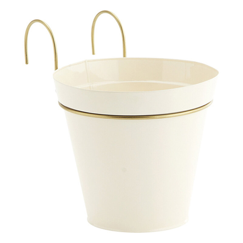 Madam Stoltz-collectie Hanging iron planter Cream ant.brass