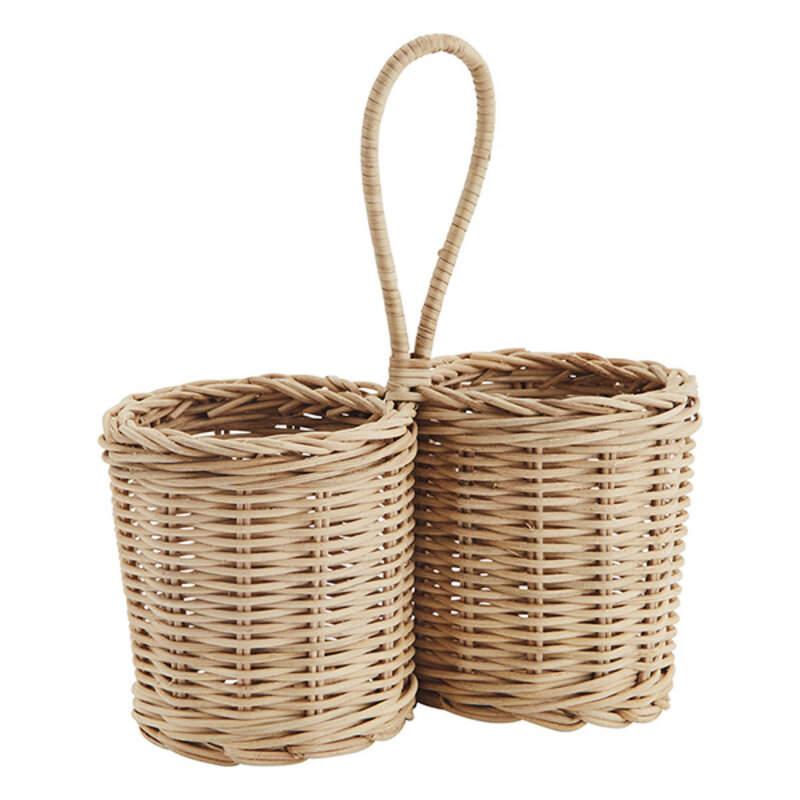 Madam Stoltz-collectie Rattan bottle holder Dark natural