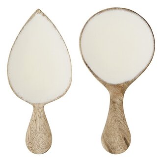 Madam Stoltz Wooden serving set Off white natural