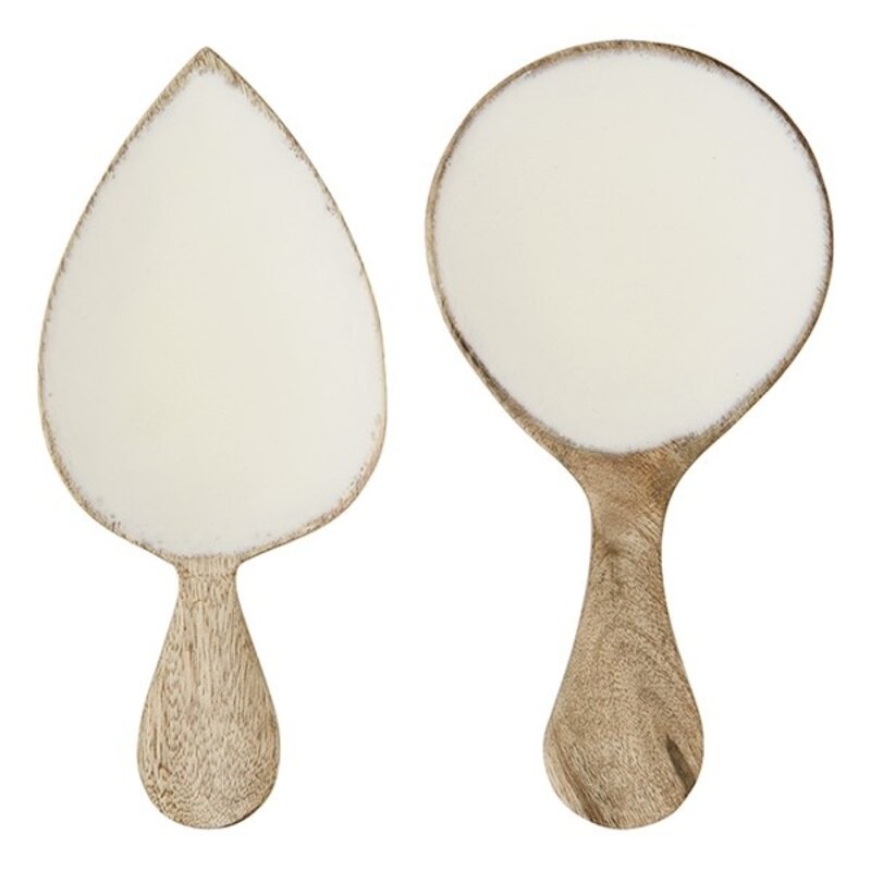 Madam Stoltz-collectie Set houten opscheplepels met witte accentkleur