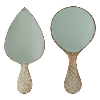 Madam Stoltz Wooden serving set Light green natural