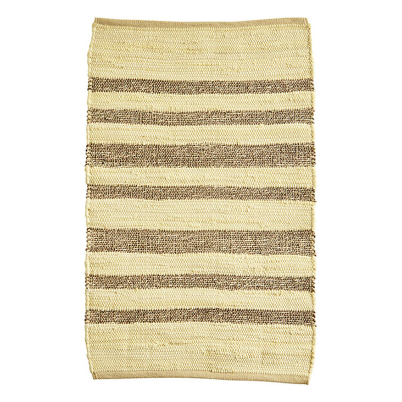 Madam Stoltz-collectie Zeegras badmat gestreept naturel, geel