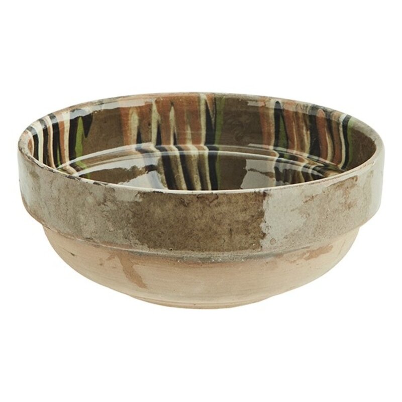 Madam Stoltz-collectie Hand painted earthenware bowl Taupe green orange off white