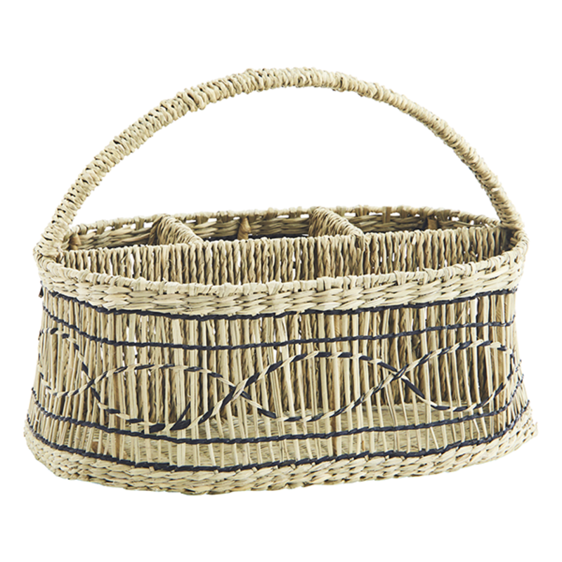 Madam Stoltz-collectie Zeegras organizer naturel, zwart