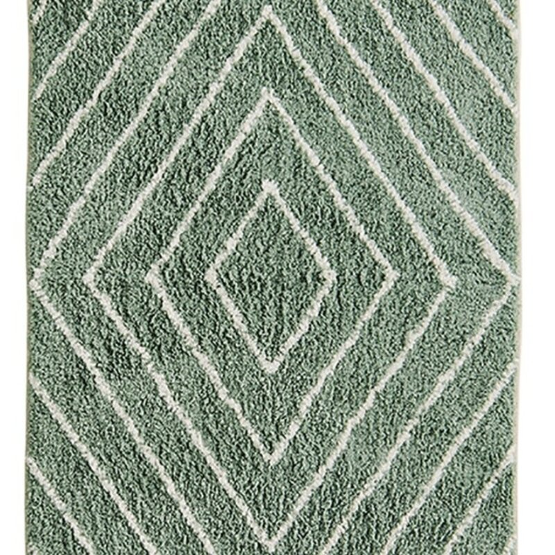 Madam Stoltz-collectie Tufted cotton bath mat Dusty green off white