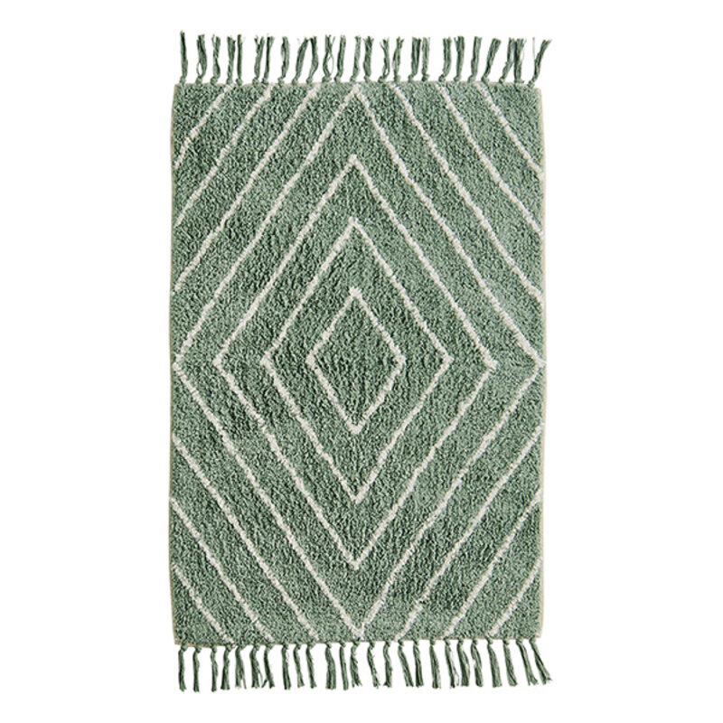 Madam Stoltz-collectie Tufted cotton bath mat Dusty green off white