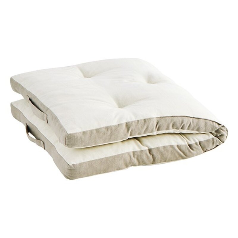 Madam Stoltz-collectie Uni matraskussen off white met taupe bies