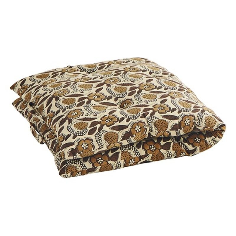 Madam Stoltz-collectie Printed cotton mattress Sand brown black mustard
