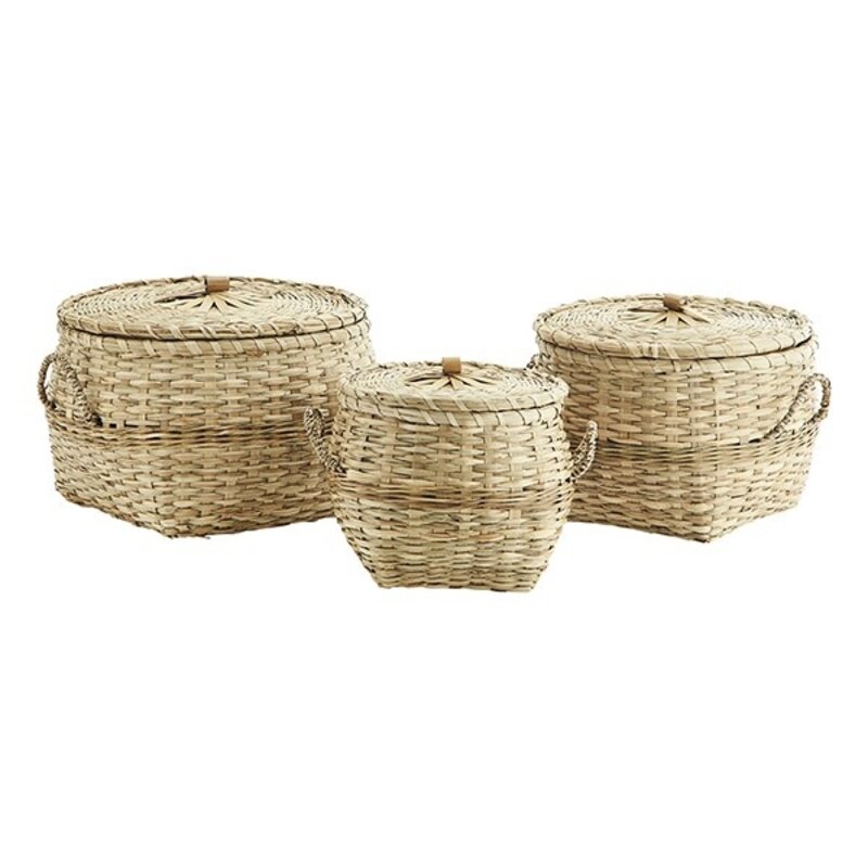 Madam Stoltz-collectie Grass boxes w/ lid Natural