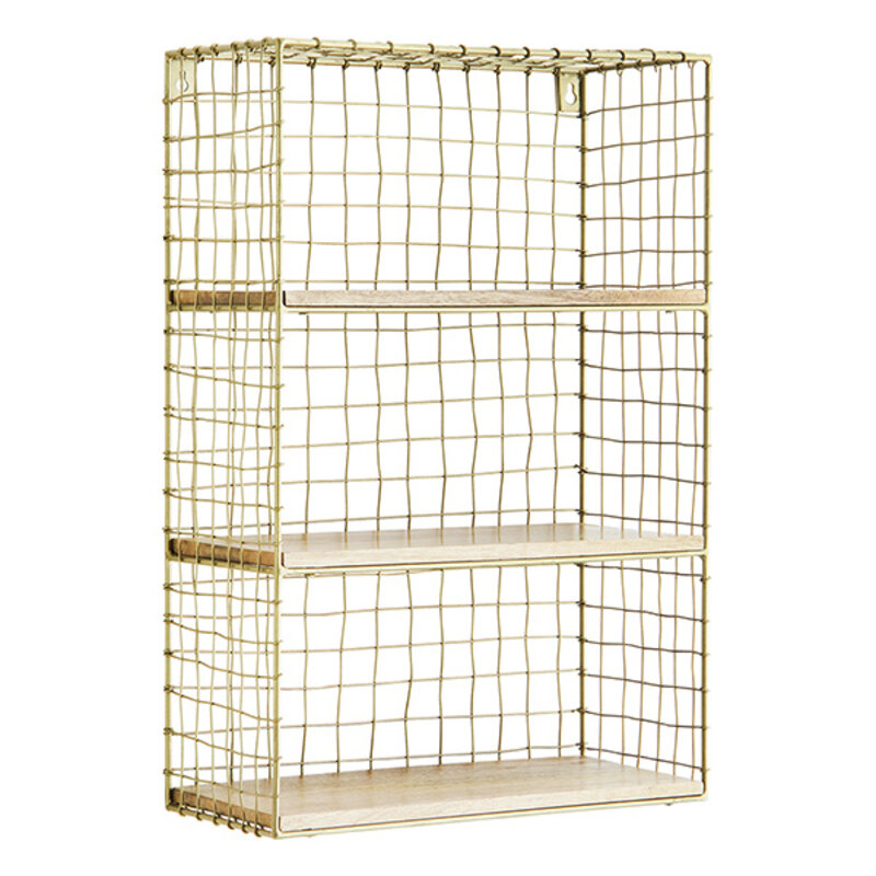 Madam Stoltz-collectie Iron wall shelf Ant.brass natural