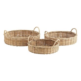 Madam Stoltz Round rattan trays Natural