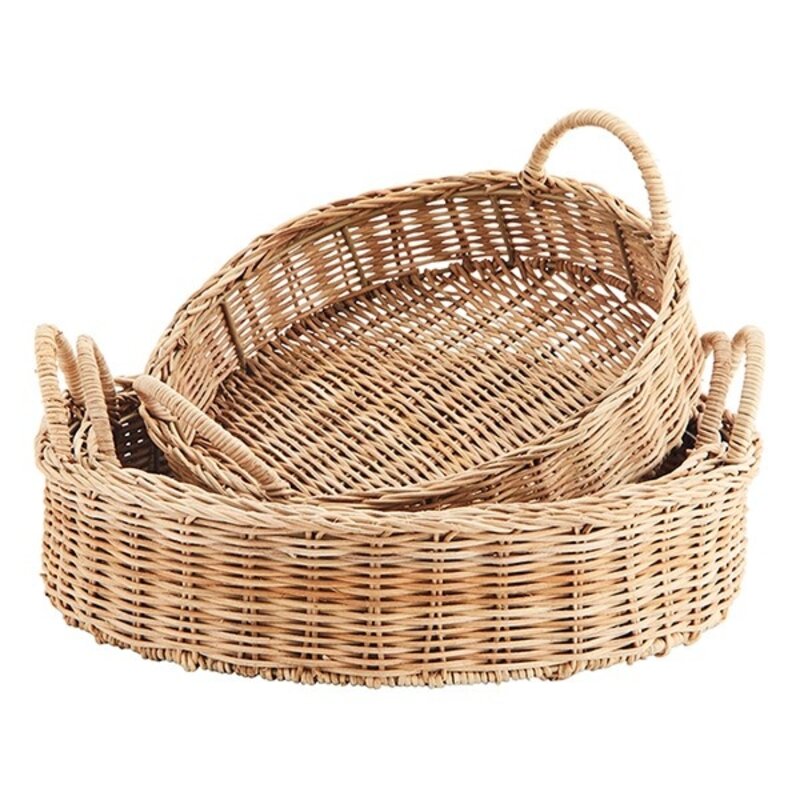 Madam Stoltz-collectie Round rattan trays Natural
