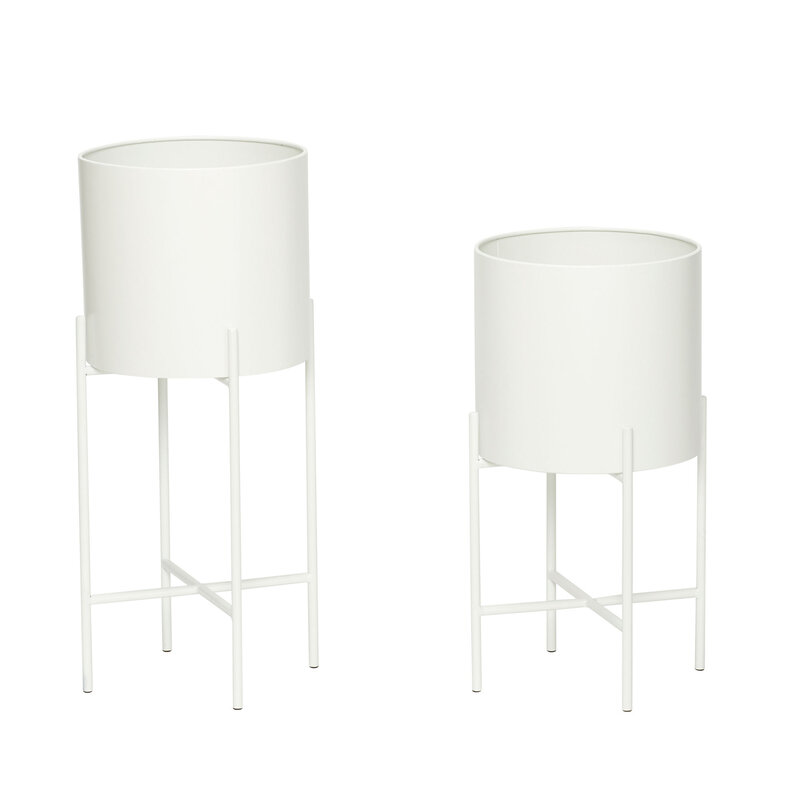 Hübsch-collectie Airy Pots White (set of 2)