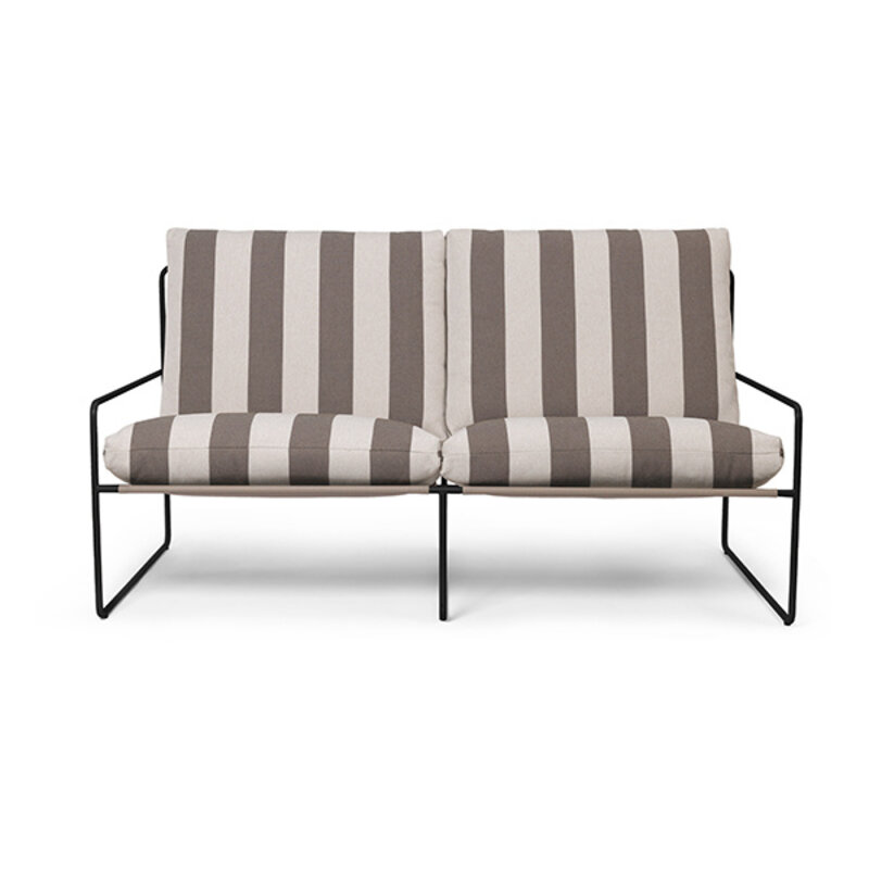 ferm LIVING-collectie Desert loungbank outdoor 2 zits Stripe  Black/Chocolate