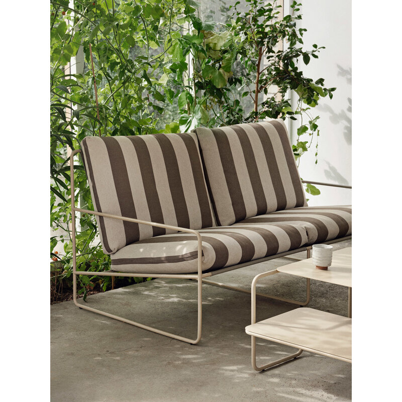 ferm LIVING-collectie Desert 2-seater Stripe - Cashmere/Chocolate